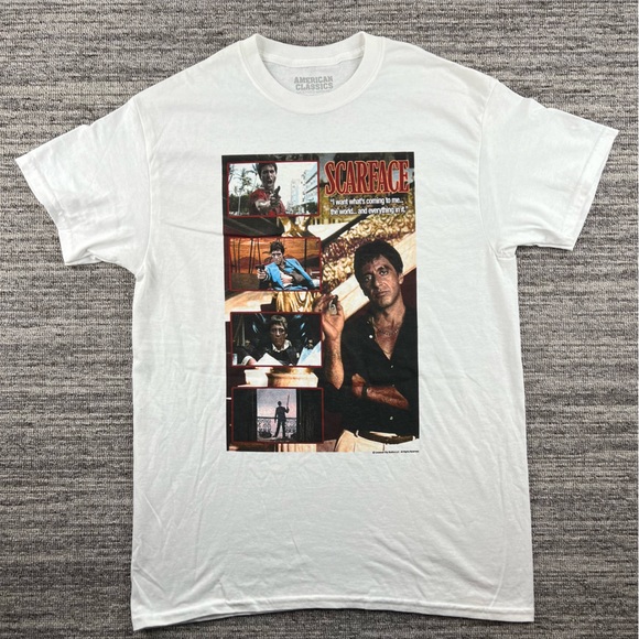 AMERICAN CLASSICS | Men’s 100% Cotton Tony Montana “SCARFACE” White Shirt Size M - Picture 1 of 7